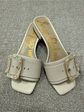 Sam Edelman Dillon Cream Buckle Slide Sandals